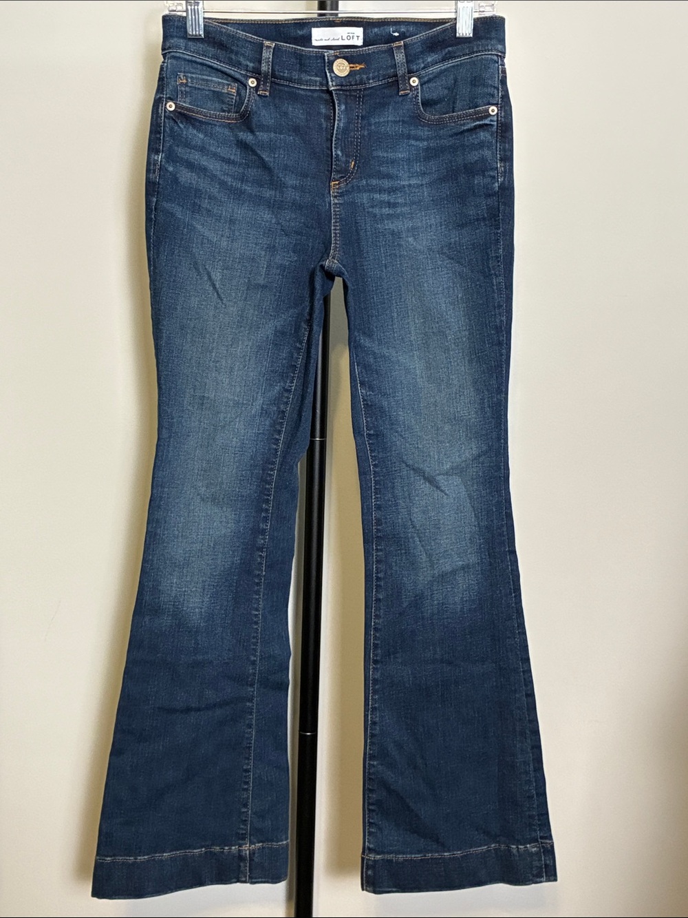 LOFT Dark Blue Mid Rise Flare Jeans 4/27 Petite